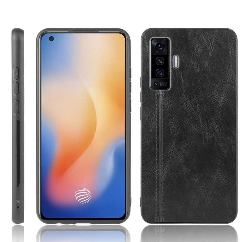 For Vivo X50 Shockproof Sewing Cow Pattern Skin PC + PU + TPU Case(Black)