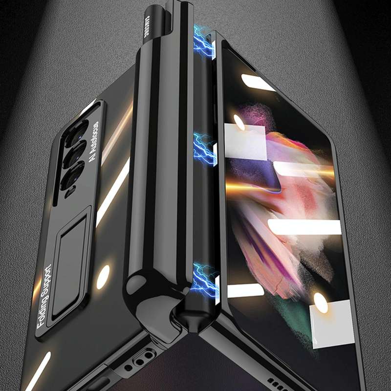 For Samsung Galaxy Z Fold3 5G GKK Magnetic Fold Hinge Shockproof Phone Case with Pen Slots(Black)
