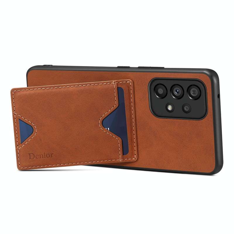 For Samsung Galaxy A24 5G Denior PU Back Cover Card Slot Holder Phone Case(Grey)