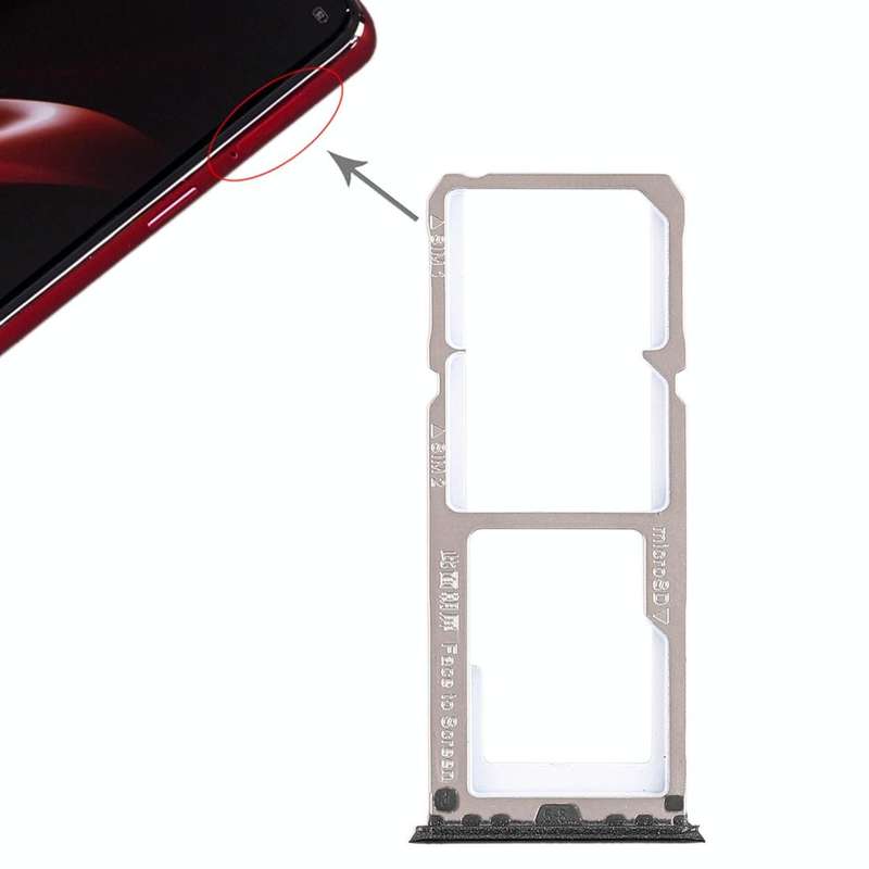 For OPPO A3 2 x SIM Card Tray + Micro SD Card Tray (Black)