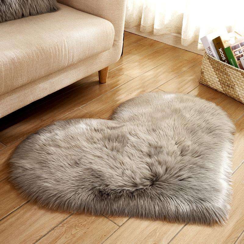 Love Heart Rugs Artificial Wool Sheepskin Hairy Carpet Faux Floor Mat Fur Plain Fluffy Soft Area ...
