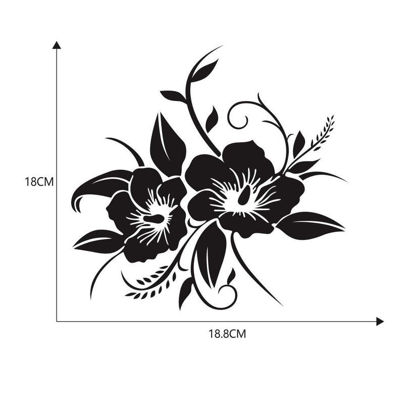 D-798 Flowers Bloom Pattern Car Modified Decorative Sticker(Black)