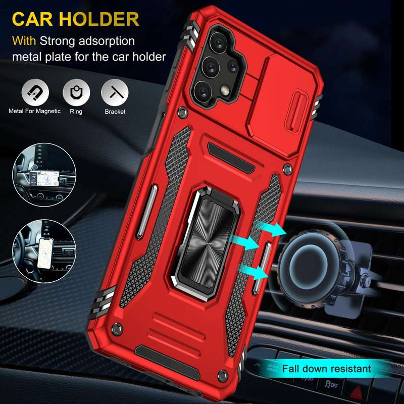 For Samsung Galaxy A32 5G Armor PC + TPU Camera Shield Phone Case(Red)