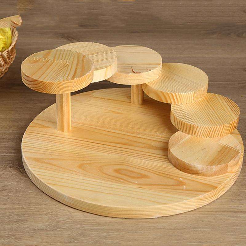 Wood Serving Tray Rotating Steps Meat Plate Sushi Dish, Specification: Round Six -step