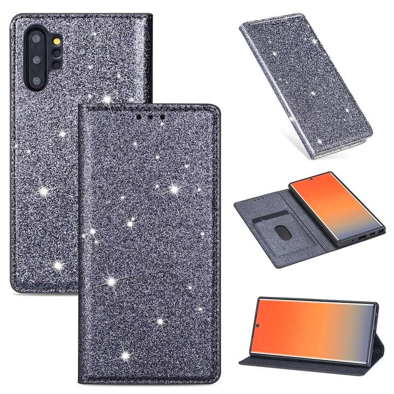 For Samsung Galaxy Note 10 Plus Ultrathin Glitter Magnetic Horizontal Flip Leather Case with Hold...