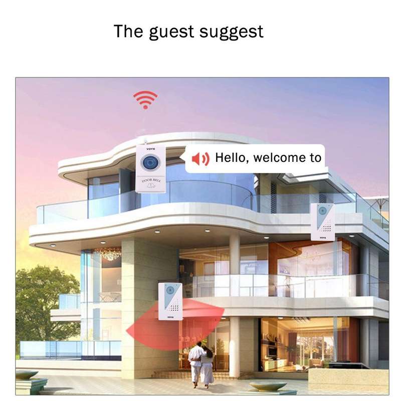 VOYE V001A2 Wireless Smart Music LED Home Doorbell with Dual Receiver, Remote Control Distance: 1...