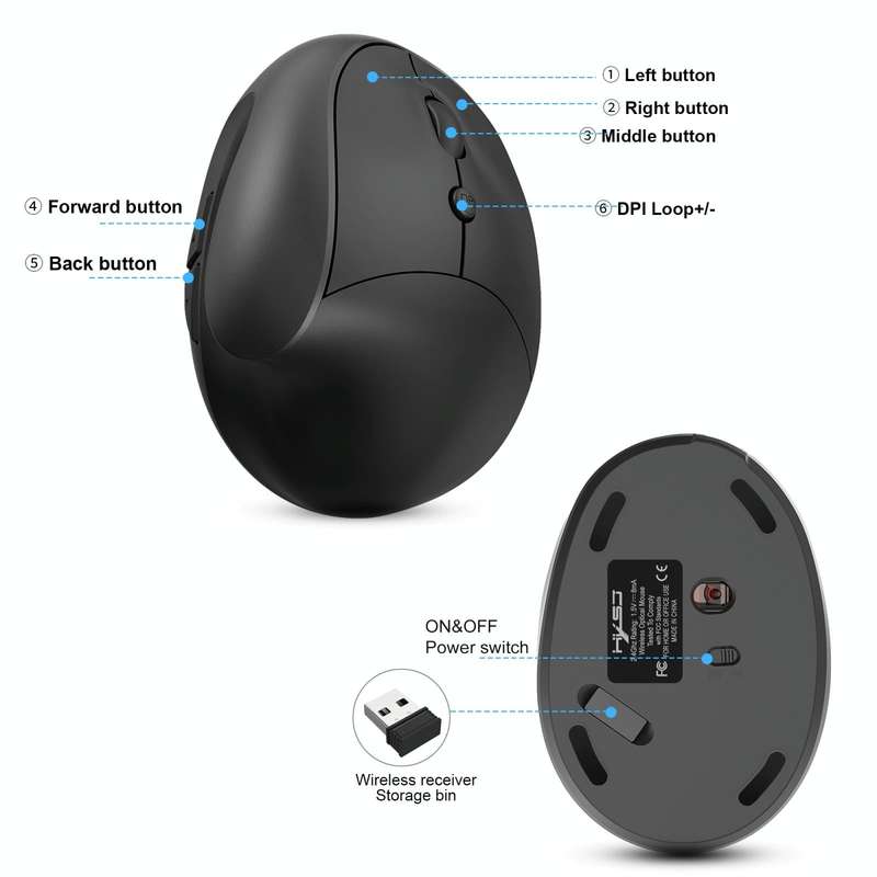 X10 2.4G Wireless Rechargeable Vertical Ergonomic Gaming Mouse(Black)