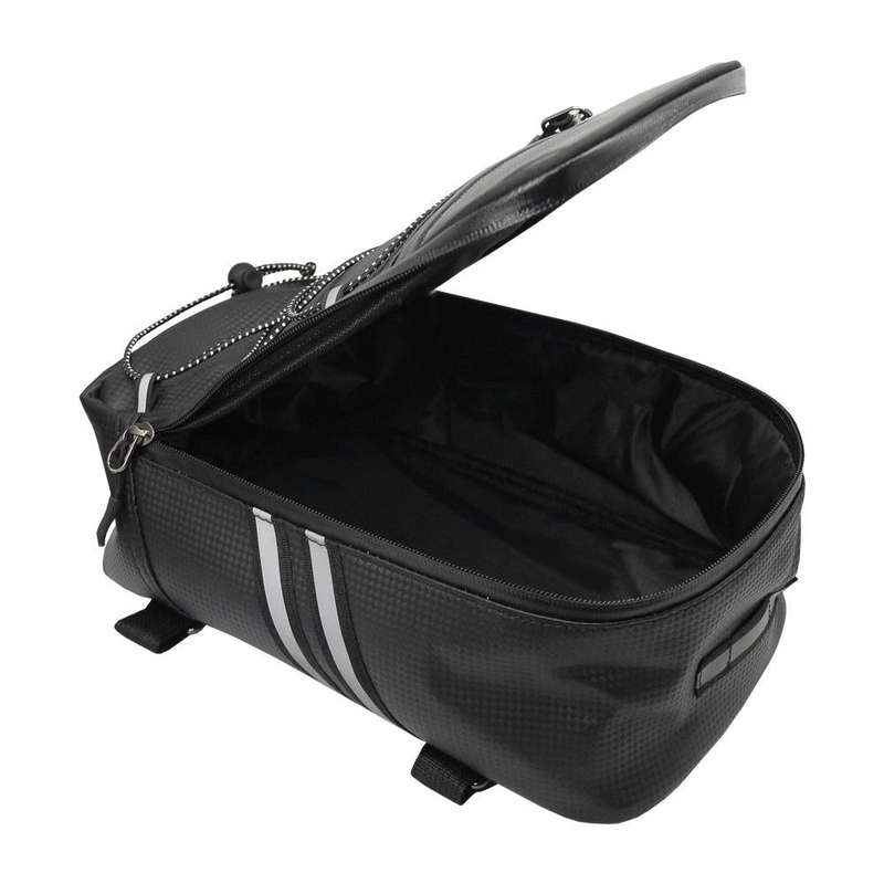 Motorcycle Waterproof PU Leather Rack Rear Carrier Bag, Capacity: 8L with Rain Cover