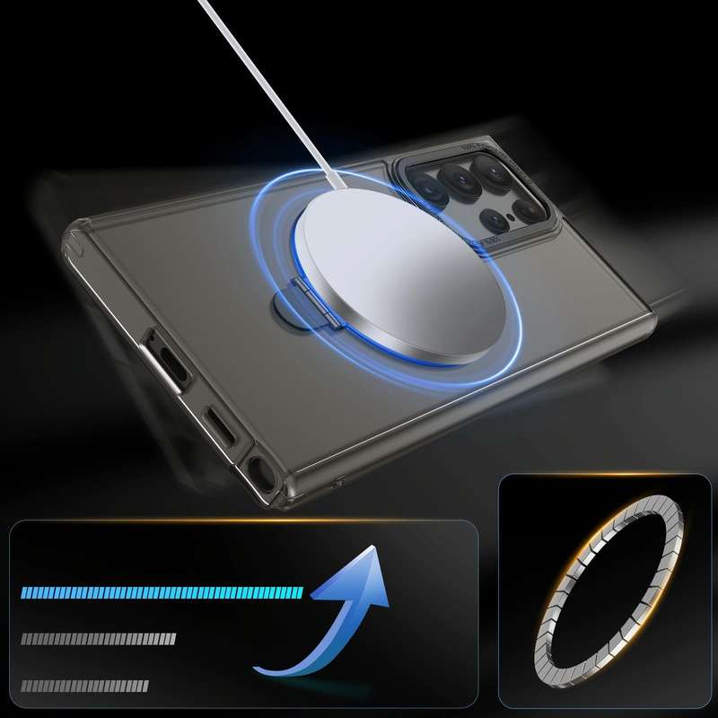 For Samsung Galaxy S22 Ultra 5G LK 3 in 1 MagSafe Magnetic Holder Phone Case(Black)