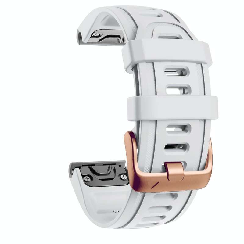 For Garmin Fenix 7S / 6S Pro / 5S Plus 20mm Rose Gold Buckle Silicone Watch Band(White)