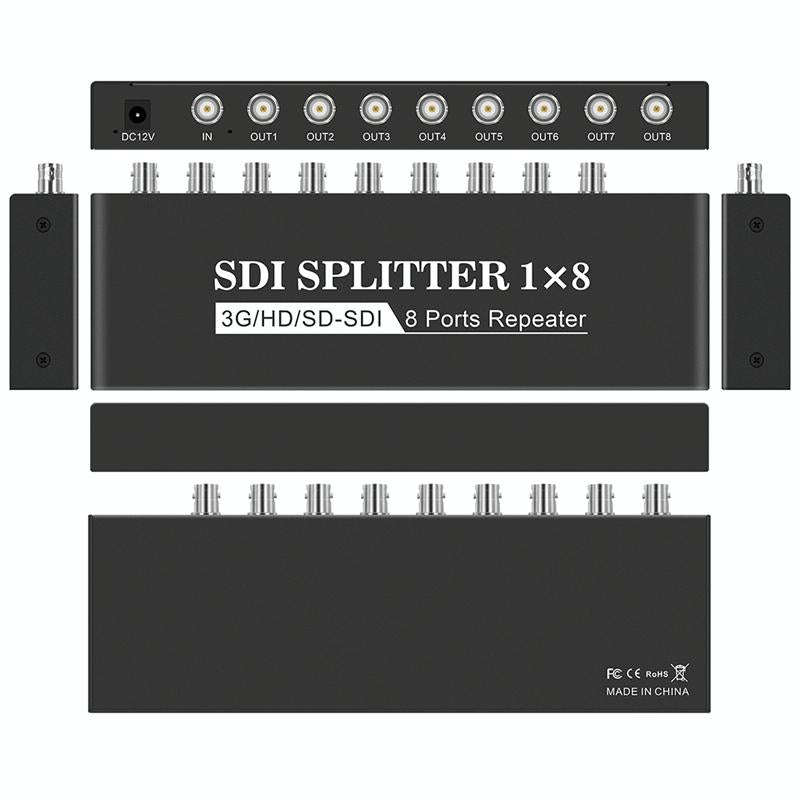 1 In 8 Out SD-SDI / HD-SDI / 3G-SDI Distribution Amplifier Video SDI Splitter(EU Plug)