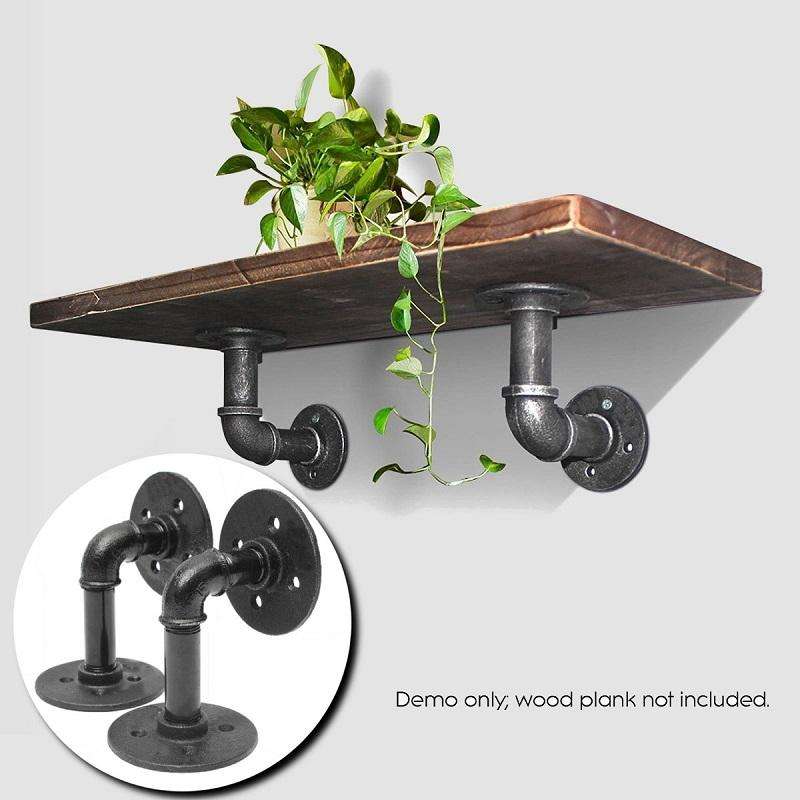 Wrought Iron Hanging Potted Plant Wall Shelf Water Pipe Shelf Flange