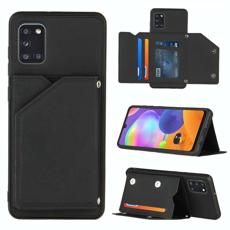 For Samsung Galaxy A31 Skin Feel PU + TPU + PC Back Cover Shockproof Case with Card Slots & Holde...