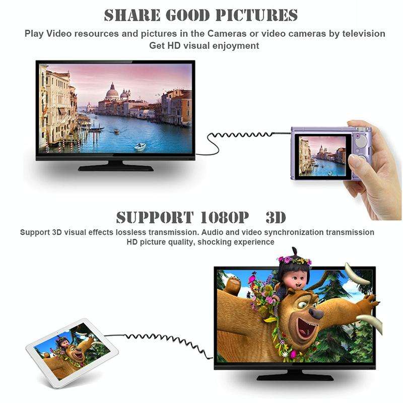 1.4 Version, Gold Plated Mini HDMI Male to HDMI Male Coiled Cable, Support 3D / Ethernet, Length:...