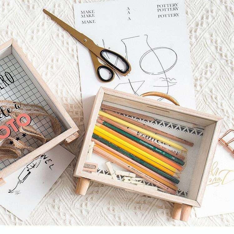 Creative Wooden Art Fresh Piggy Bank Bedroom Desktop Decoration Ornaments Sundries Storage Box, S...