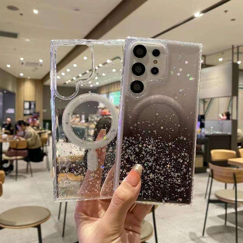 For Samsung Galaxy S23 Ultra 5G Magsafe Glitter TPU Phone Protective Case(Black)