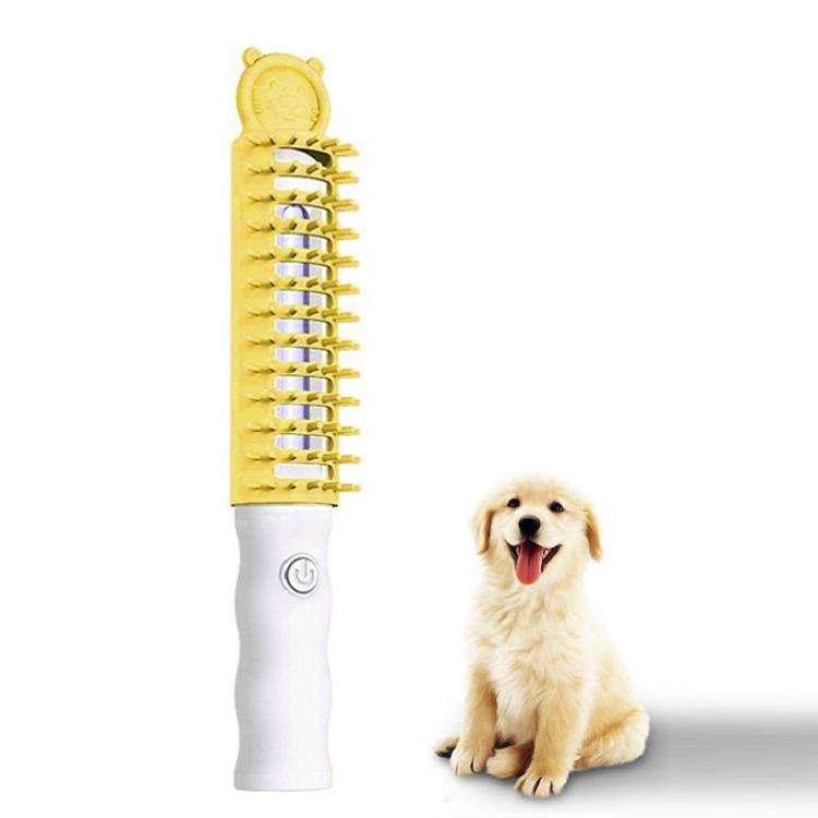 Pet Ultraviolet Sterilization And Mite Removal Massage Comb Dog Hair Brush(Yellow)