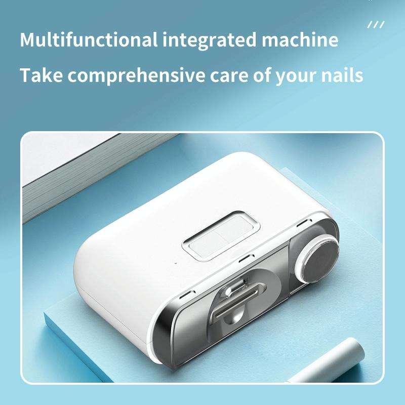 2 IN 1 Electric Nail Clipper Cutter Automatic Nail Grinder Trimmer With LED Light(White)