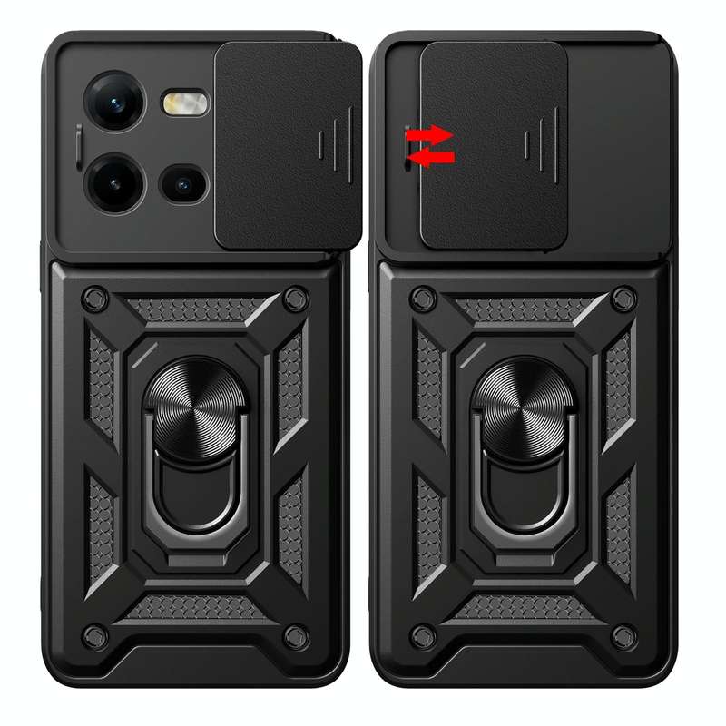 For vivo V25 5G/V25e 4G/X80 Lite 5G Sliding Camera Cover Design TPU+PC Phone Case(Gold)