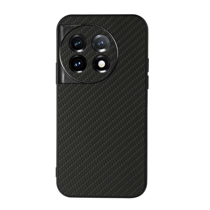 For OnePlus 11 5G Accurate Hole Carbon Fiber Texture PU Phone Case(Black)
