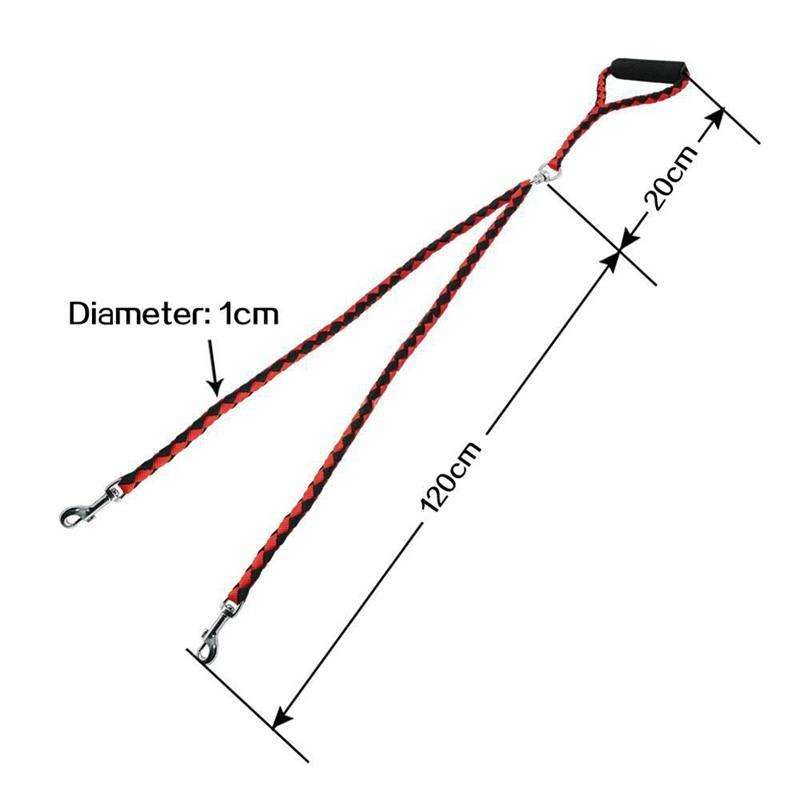Double Dog Leashes Anti-winding Pet Traction Rope, Size:1.4m(Red Black)