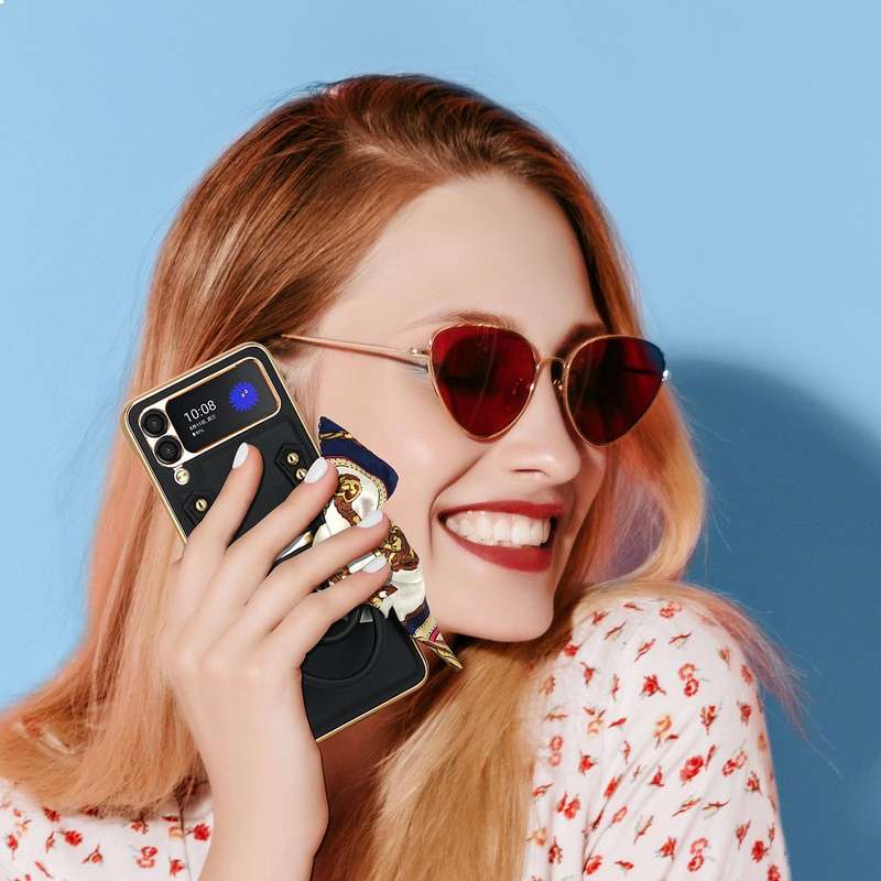 For Samsung Galaxy Z Flip3 5G GKK Handbag Design Leather + PC Phone Case(Black)
