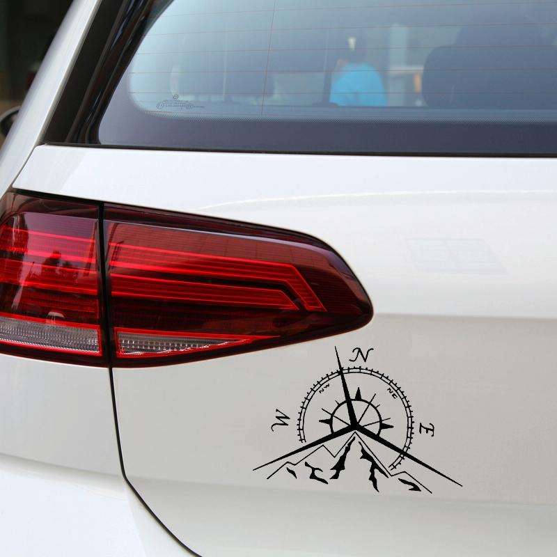 5 PCS NSWE Fashion Mountains Compass Rose Decal Nautical Compass Navigate Car Sticker, Size: 13.7...