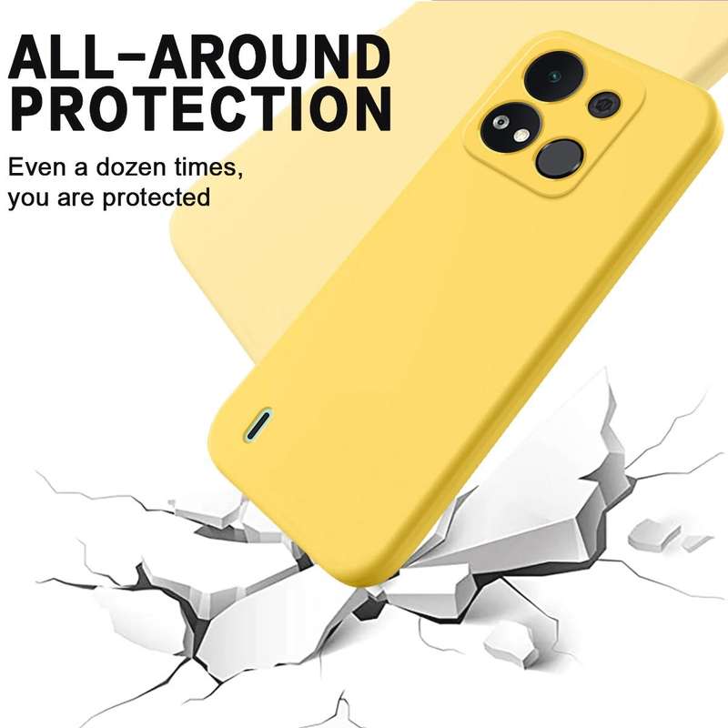 For itel A04 Pure Color Liquid Silicone Shockproof Phone Case(Yellow)