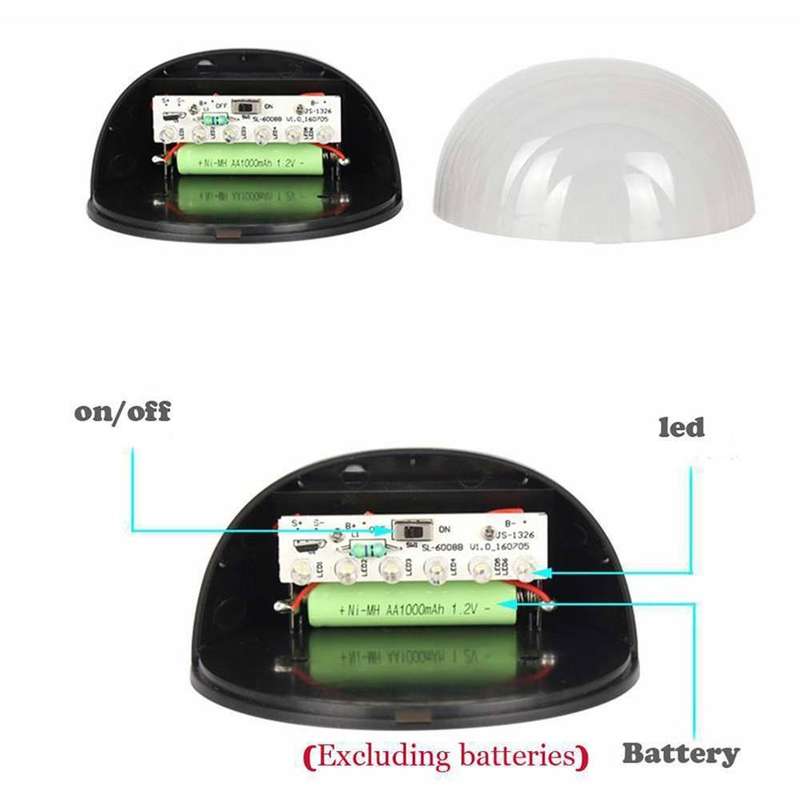 2 PCS Solar Power Light Sensor 6 Energy Saving Lamp LED Wall Light Outdoor Garden Fence Waterproo...
