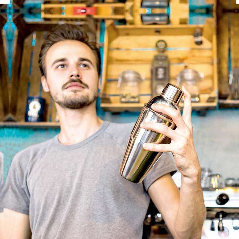 11 in 1 Stainless Steel Cocktail Shaker Tools Set with Wooden Mount, Capacity: 550ml