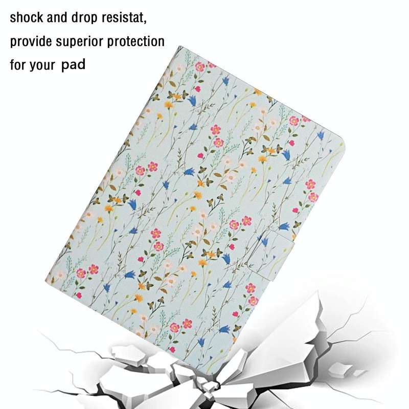 For Samsung Galaxy Tab A9 Flower Pattern Horizontal Flip PU Tablet Case with Sleep / Wake-up Func...