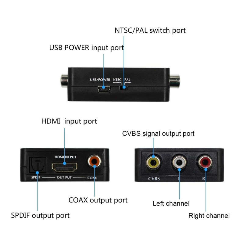 HDMI to AV Audio Converter Support SPDIF Coaxial Audio NTSC PAL Composite Video HDMI to 3RCA Adap...