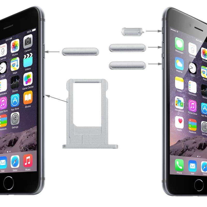 Card Tray & Volume Control Key & Screen Lock Key & Mute Switch Vibrator Key  Kit for iPhone 6(Sil...