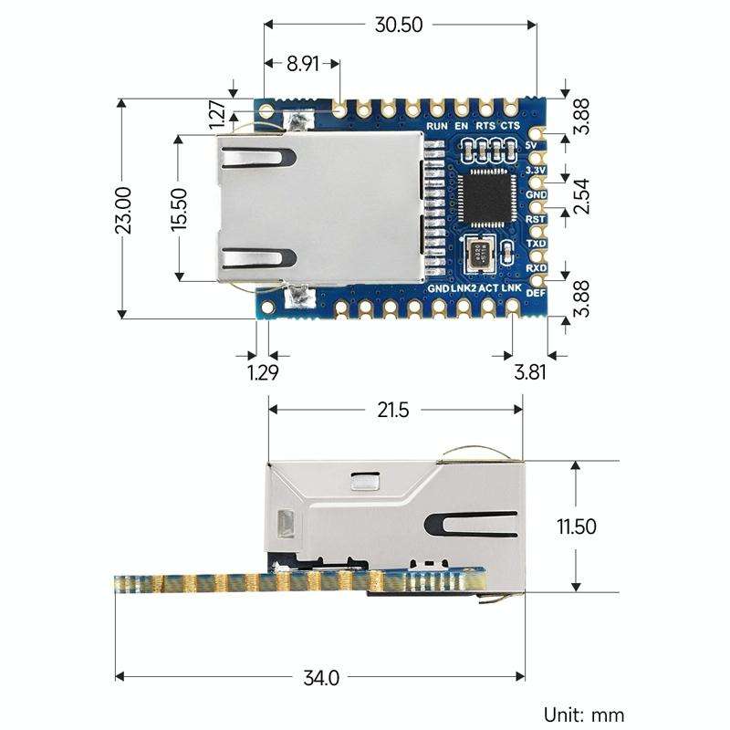 Waveshare UART TO ETH (B) TTL UART To Ethernet Mini Module