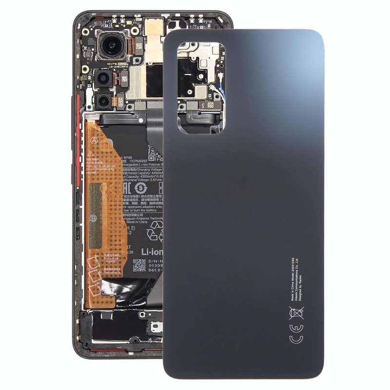 For Xiaomi 12 Lite Glass Battery Back Cover(Black)