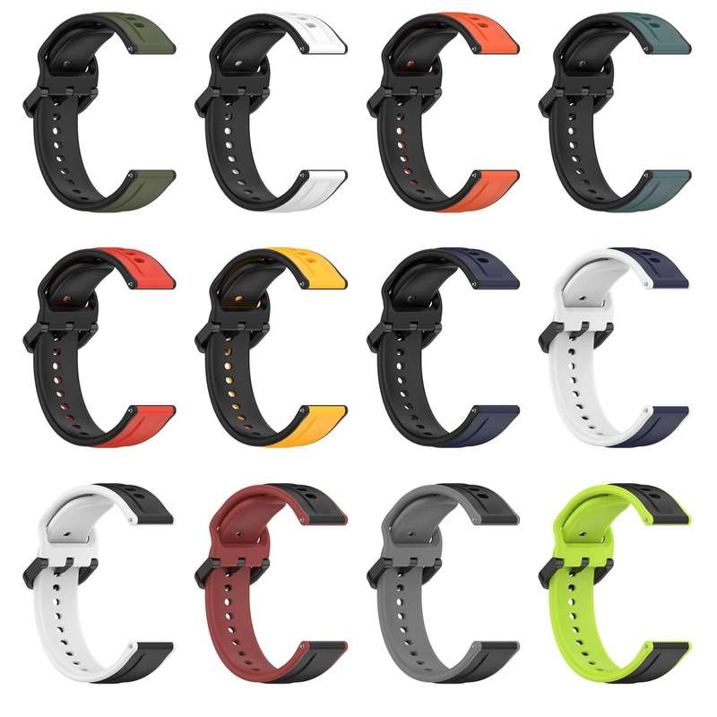 For Garmin Forerunner 55 20mm Convex Loop Two-Color Silicone Watch Band(Orange+Black)