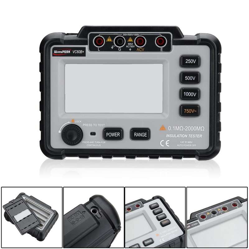 WinAPEX VC60B+ 250/500/1000V DC Digital Insulation Resistance Tester Megger MegOhm Meter