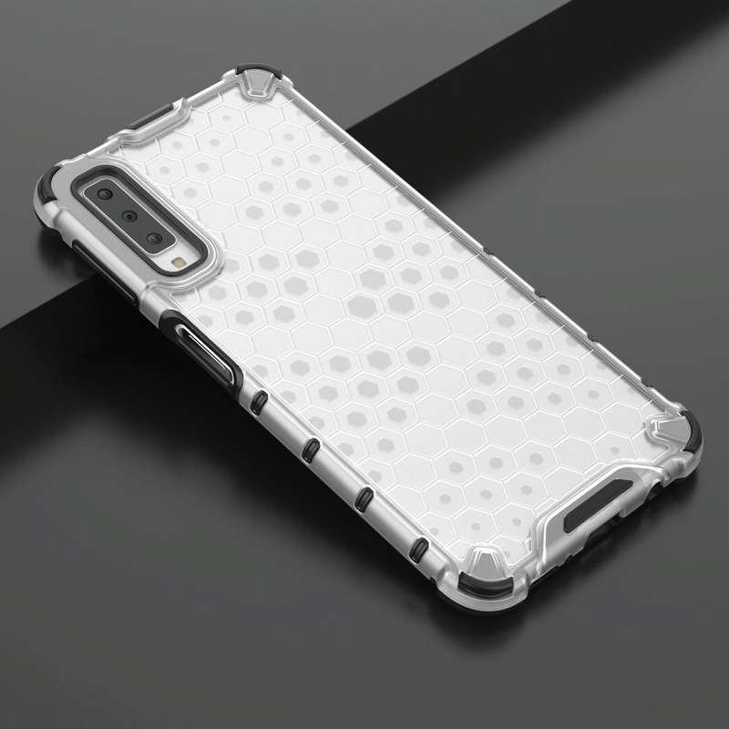 Shockproof Honeycomb PC + TPU Case for Galaxy A7 (2018) (Grey)