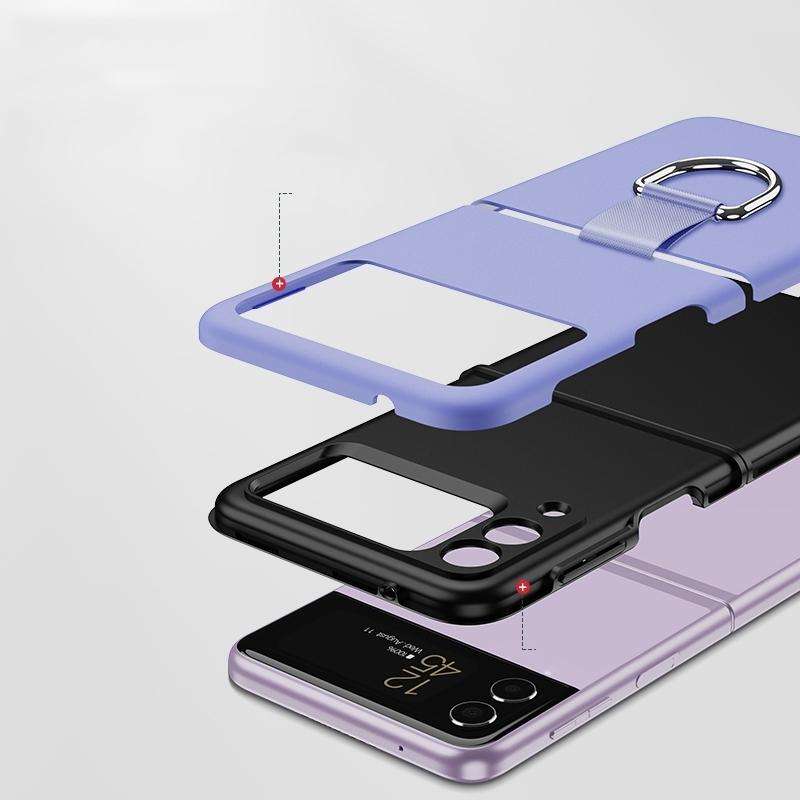 For Samsung Galaxy Z Flip4 Silicone PC Ring Phone Case(Purple)