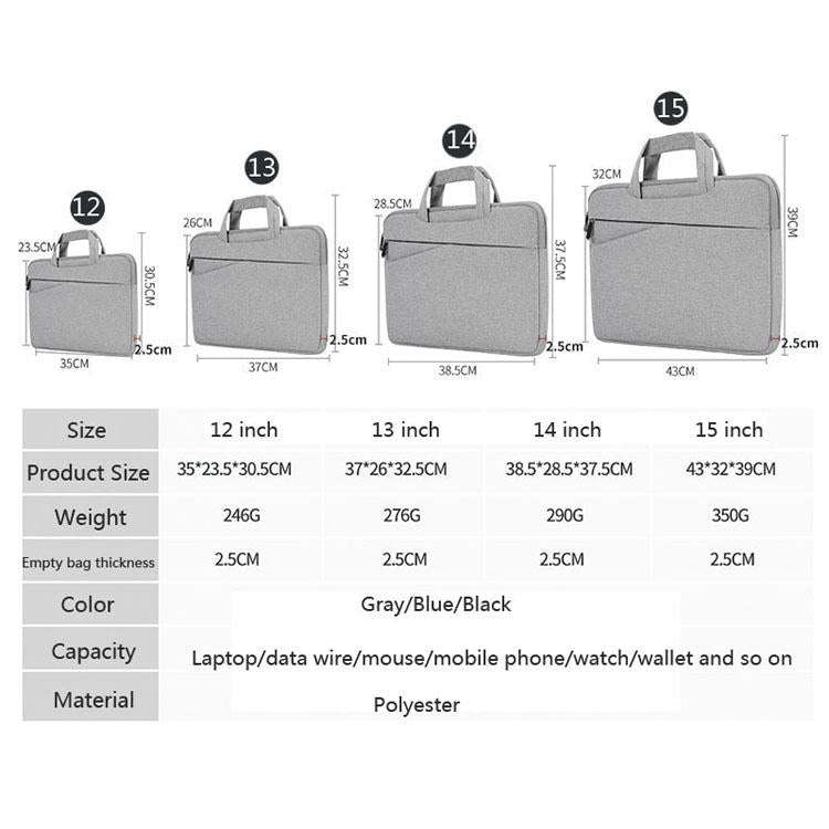 BUBM FMBX Laptop Liner Bag Business Computer Bag Large-Capacity Computer Handbag, Size: 14 inch(B...