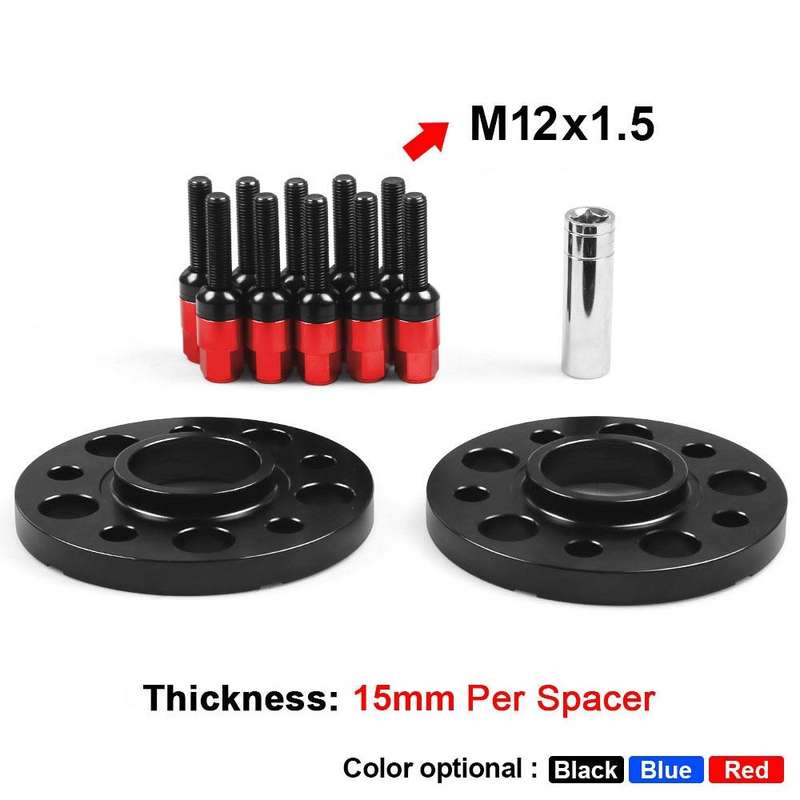 For Mercedes-Benz 15mm Car Modified Wheel Hub Flange Center Wheel Spacer with M12x1.5 Screws (Red)