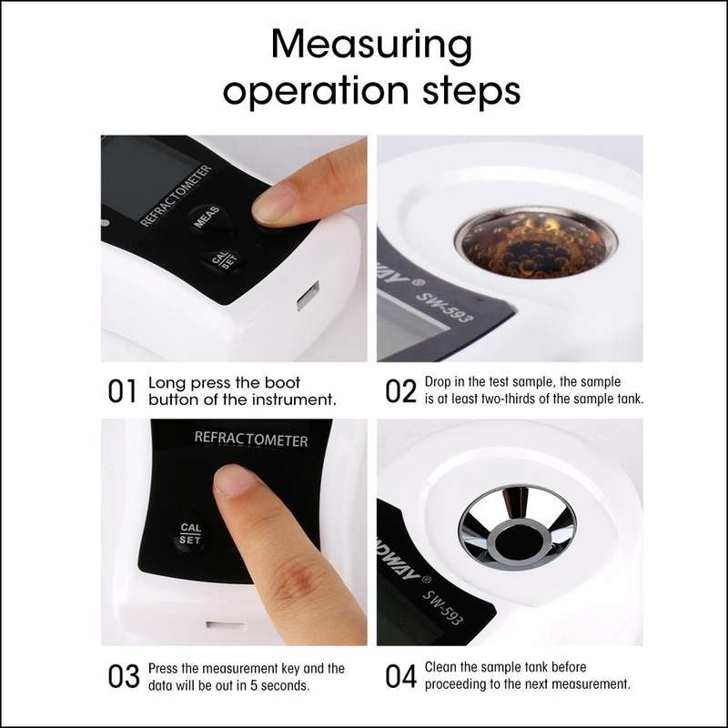 SNDWAY SW-593 Digital Refractometer Sugar Brix Meter Rechargeable Wine Beer Alcohol Drink Fruit S...
