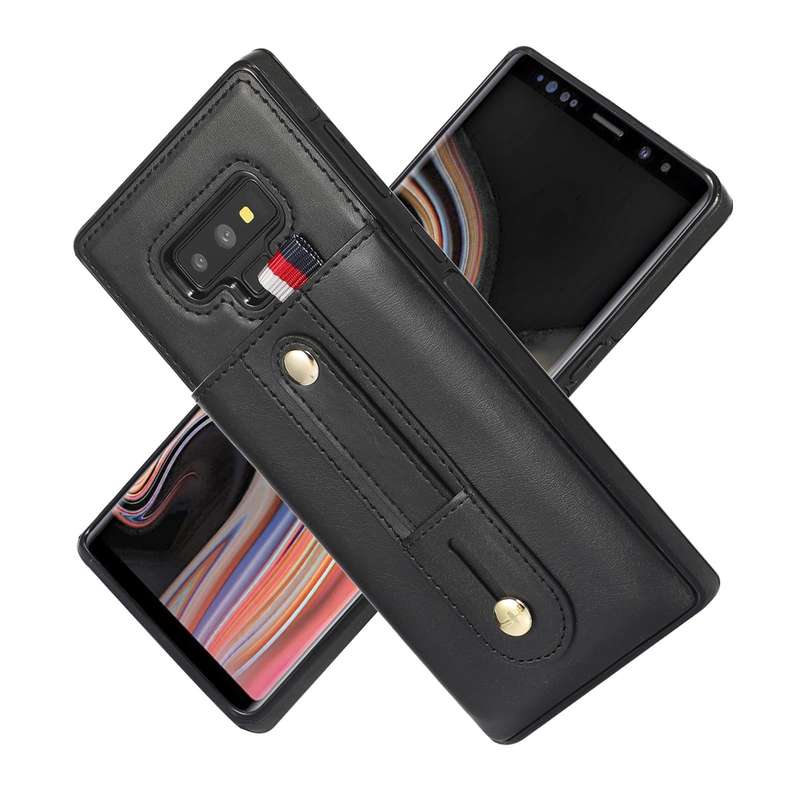 For Samsung Galaxy Note9 Wristband Kickstand Wallet Leather Phone Case(Black)