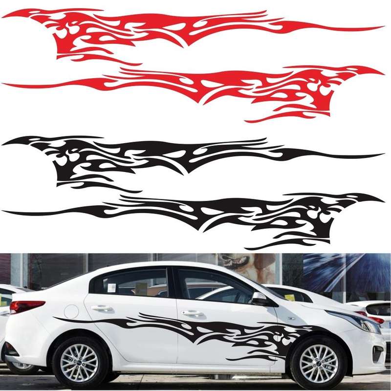 2 PCS/Set D-144 Fire Element Pattern Car Modified Decorative Sticker(Red)