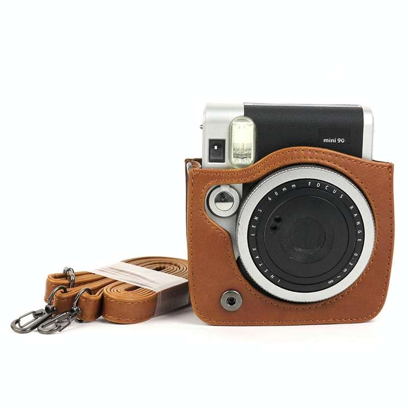 PU Leather Camera Protective bag for FUJIFILM Instax Mini 90 Camera, with Adjustable Shoulder Str...