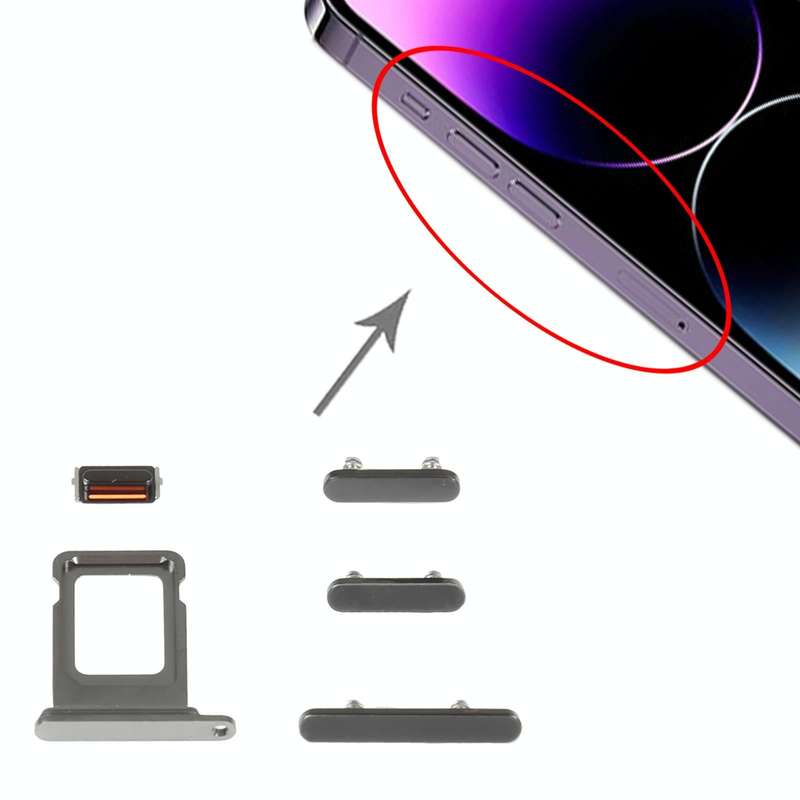 SIM Card Tray + Side Keys for iPhone 14 Pro Max(Black)