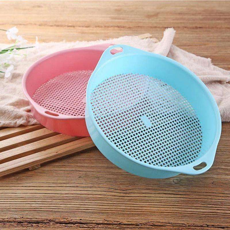 Plastic Mesh Sieve Filter Gravel Stone Tool Soil Particle Sieve with Handrail Gardening Supplies(...