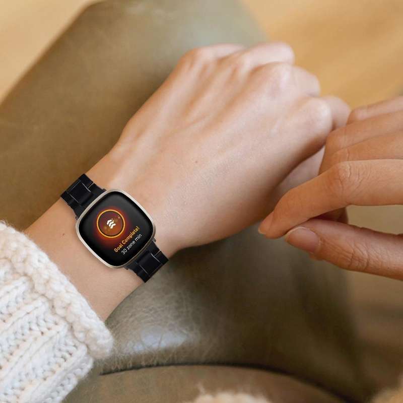 For Fitbit Versa 4 / Sense 2 Universal Resin Watch Band(Black)