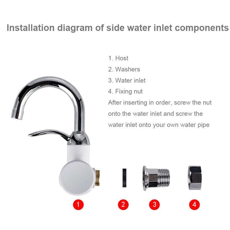 220V Kitchen Tankless Water Heater Instant Electric Faucet Electric Heater Tap with Temperature D...