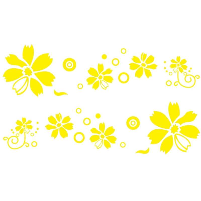 2 PCS/Set D-510 Flowers Pattern Car Modified Decorative Sticker(Yellow)